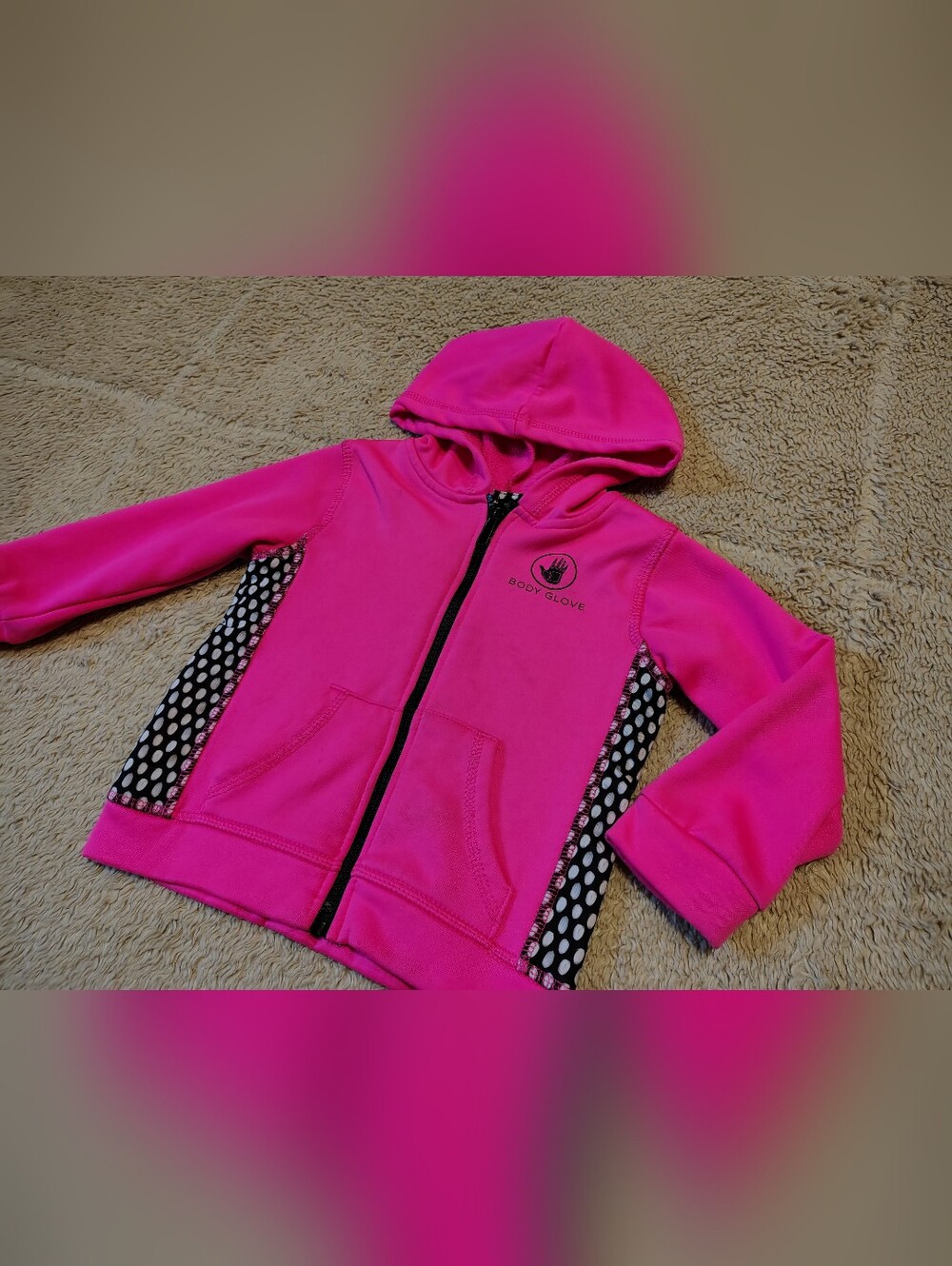 Body Glove Neon Pink High Visibility Toddler Girl Hooded Jack Full Zip Size 24m